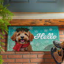Happy Winter Goldendoodle Embossed Mat