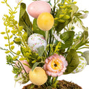 Hop Into Spring Faux Floral Table Decor, Easter Egg Artificial in Rattan Pot, 24"