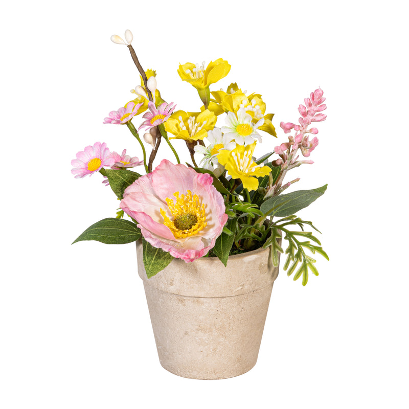 Petal & Plow Faux Floral Table Decor Artificial, 3.25"H, In Wood Tray