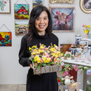 Petal & Plow Faux Floral Table Decor Artificial, 3.25"H, In Wood Tray