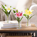 Memorial Faux Floral Table Decor, Lily in Glass Vase, Asst of 3