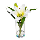 Memorial Faux Floral Table Decor, Lily in Glass Vase, Asst of 3