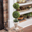 Hop Into Spring Faux Floral Table Decor, Double Boxwood Topiary in Cement Pot, 24.5"