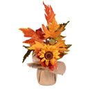Harvest Blossom Faux Floral Table Decor, Autumn Sunflower with Burlap Base, 12"H
