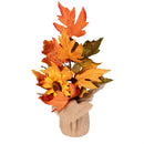 Harvest Blossom Faux Floral Table Decor, Autumn Sunflower with Burlap Base, 12"H