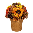 Harvest Blossom Faux Floral Table Decor, Natural Fiber Sunflower, 8"H