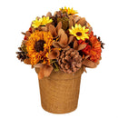 Harvest Blossom Faux Floral Table Decor, Natural Fiber Sunflower, 8"H
