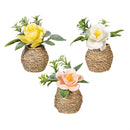 Petal & Plow Faux Floral Table Decor Artificial Rose in Pot, 4.25"H, Asst of 3, CDU