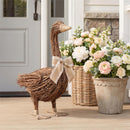 Hop Into Spring Faux Floral Table Decor, Rattan Goose with Burlap Bow, 24.5"