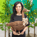Hop Into Spring Faux Floral Table Decor, Rattan Goose with Burlap Bow, 24.5"