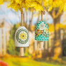Harvest Blossom Garden Bell, Mosaic Glass, Printed Floral Bell, 7", Asst of 2