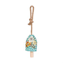 Harvest Blossom Garden Bell, Mosaic Glass, Printed Floral Bell, 7", Asst of 2
