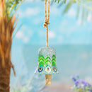 Palm Beach Garden Bell, Glass, Mosaic Peacock Feathers, 6"
