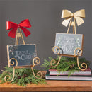 Feels Like the Holidays Hardware, Metal, Easel with Bow, Golden and Red, Asst of 2