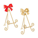 Feels Like the Holidays Hardware, Metal, Easel with Bow, Golden and Red, Asst of 2
