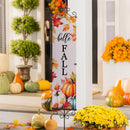 Hello Fall Pumpkin & Leaves PVC Vertical Yard Sign, 8"Wx30"H