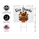 Harvest Blossom Give Thanks Patterned Turkey Yard Sign with H-Stake, 24"x18"