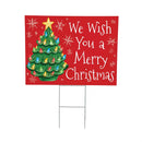 Twas The Night Nostalgia Christmas Tree Yard Sign, "We Wish You A Merry Christmas", 24"x18"