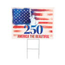 Red White & Bloom Yard Sign with H-Stake, 250 America The Beautiful, 24"x18"