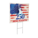 Red White & Bloom Yard Sign with H-Stake, 250 America The Beautiful, 24"x18"