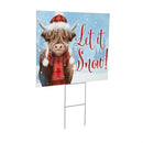 Holly Homestead Highland Cow Yard Sign, "Let It Snow", 24"x18"