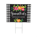 Heart Of the Home Grandmother Yard Sign with H-Stake,"Grandkids Spoiled Here", 24"x18"