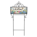 Hydrangea & Butterfly PVC Horizontal Yard Sign, 20"Wx 8"H
