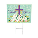 Easter Cross Yard Sign, "He Is Risen," 24"x18"