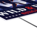 Red White & Bloom Yard Sign with H-Stake, "Wild & Free", 24"x18"