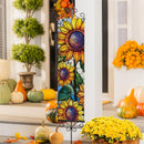 Stained Glass Sunflower Stalk PVC Vertical Yard Sign, 8"Wx30"H