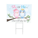 Yard Sign, Pink Blue Birds Gender Reveal