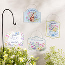 Hop Into Spring Garden Sign, Metal, Printed Hanging Sign, 10", Asst of 4