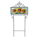 Stained Glass Sunflower Stalk PVC Horizontal Yard Sign, 20"Wx 8"H
