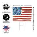 American Classic Blooming Americana Yard Sign, Flag, 24"x18"