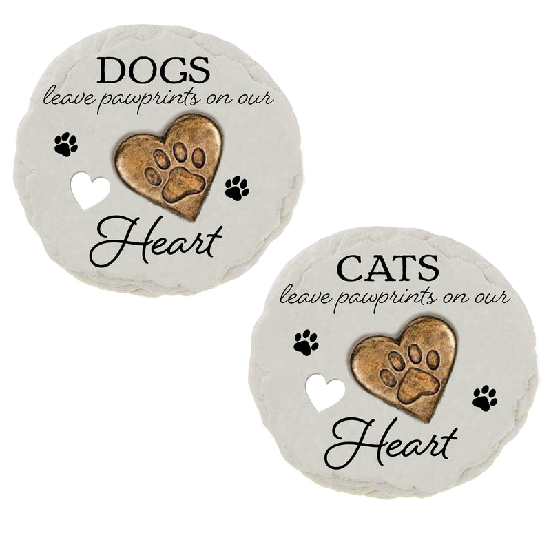 Memorial Garden Stone, Pawprints On Our Hears, Asst of 2