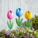 Hop Into Spring Garden Stake, Tulip Metal Garden Stake, Asst of 3, CDU