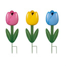 Hop Into Spring Garden Stake, Tulip Metal Garden Stake, Asst of 3, CDU