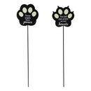 Memorial Garden Stake, GID Metal Memorial Paws Garden Stake, 2 Asst, 12pcs in Metal Display