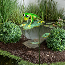Cottage Garden Stake Metal Frog On The Lotus Leaf, 37"H