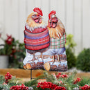 Holly Homestead Garden Stake, Metal Christmas Hens Garden Stake 23"H,12pcs CDU