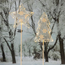 Pearl and Pine Garden Stake, Metal and Glass Christmas Garden Solar Stake, 36"H,2 Asst