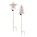 Pearl and Pine Garden Stake, Metal and Glass Christmas Garden Solar Stake, 36"H,2 Asst