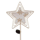 Pearl and Pine Garden Stake, Metal and Glass Christmas Garden Solar Stake, 36"H,2 Asst