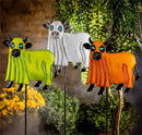 Haunted House Garden Stake,Metal GID Ghost Cow Garden Stake 39.5"H, 3 Asst,12pcs CDU