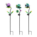 Cottage Garden Ant/Frog/Snail Flower Ball Solar Garden Stake with Metal Display, 3 Asst, 12 Pcs