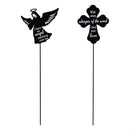 Memorial Garden Stake, Metal Angel and Cross Garden Stake, 2 Asst, 12pcs in Metal Display