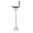 Cottage Garden Birdbath, Metal Songbird Oasis with Feeder Stake 47"H