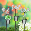 Petal and Plow Metal Stake Rooster/Cow/Pig with Planter 24"H, 3 Assorted, 12PCS CDU