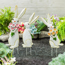 Hop Into Spring Garden Stake, Floral Bunny Metal Garden Stake, Asst of 3, CDU