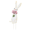 Hop Into Spring Garden Stake, Floral Bunny Metal Garden Stake, Asst of 3, CDU